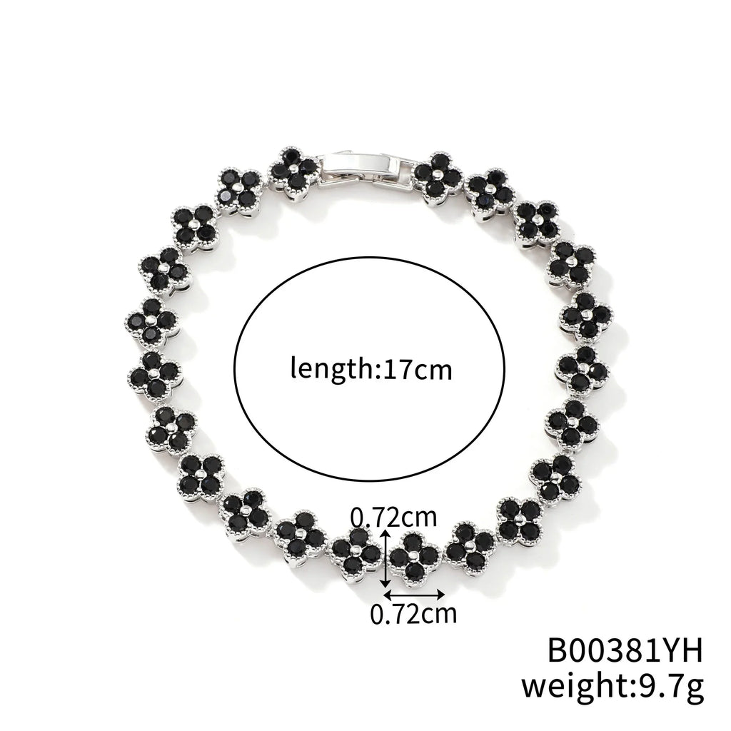MyClosetAid Crystal Flower Lucky Stainless Steel Bracelet — feature highlight