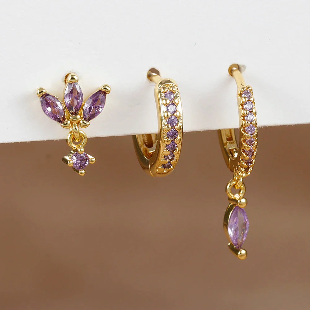 SORI STYLE 3PCS Horse Eye Zircon Stud Earrings — feature highlight