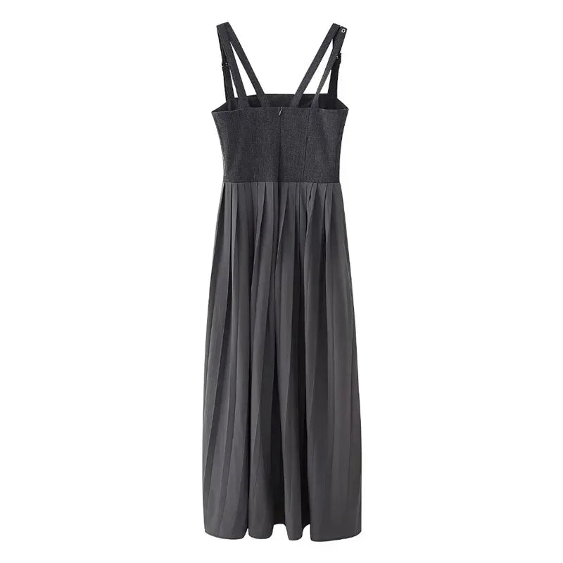Envy NYC Envy NYC Pleated Sleeveless Corset Dress — Envy NYC branding close-up