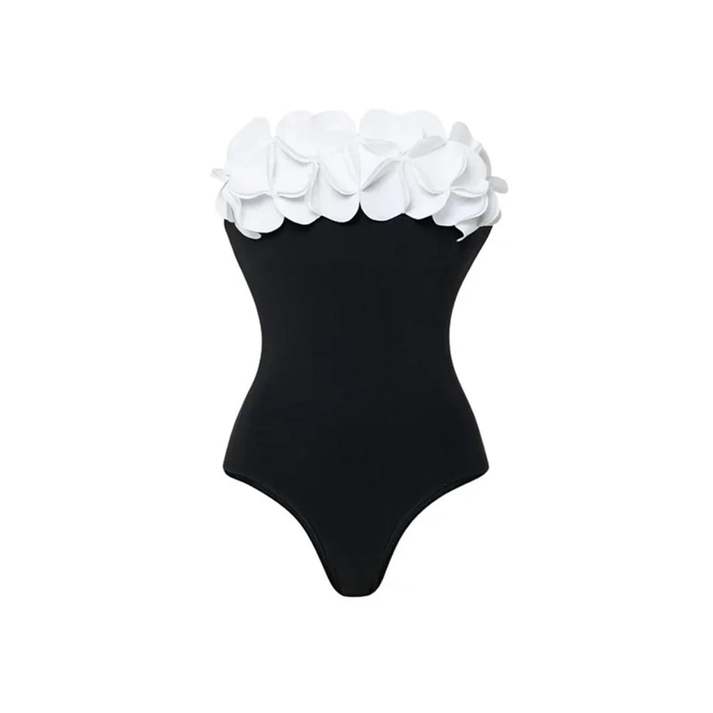 Women's 2 Piece Laser Flower Bandeau Bikini Set Push Up Swimsuit
