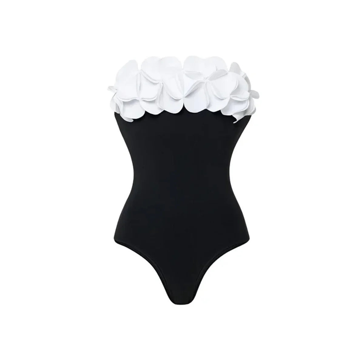 Women's 2 Piece Laser Flower Bandeau Bikini Set Push Up Swimsuit