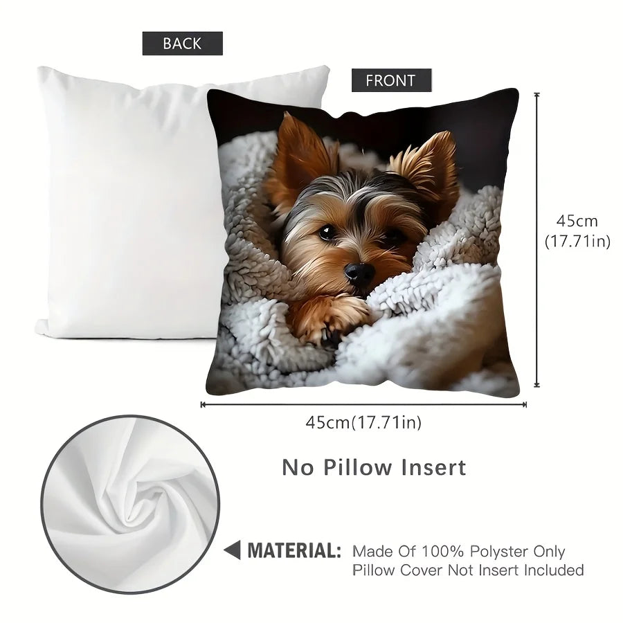 Perfecsy VIKAMA Adorable Puppy Print Decorative Pillowcase, Multi-Size Pillow for Living Room, Office, and Bedroom Home Decor
