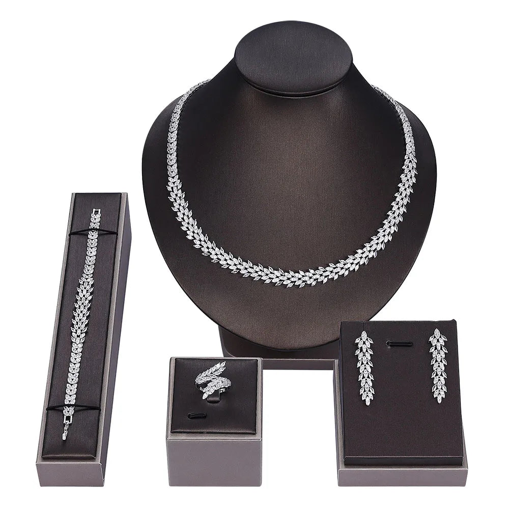 Envy NYC Envy NYC 4pcs Bridal Zirconia Full Jewelry Set — lifestyle worn / used context
