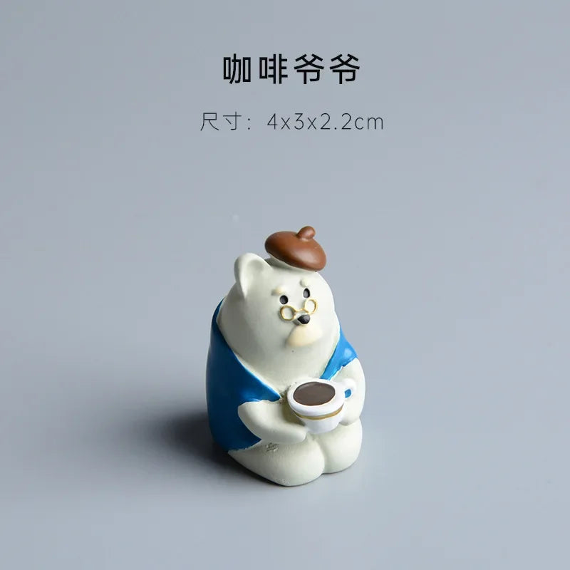 Perfecsy ZAKKA Miniatures Study Bookcase Home Decor Cute Cartoon Cat Retro Desk Gramophone Ornament Crafts Dollhouse Accessor