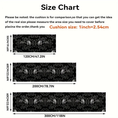 VIKAMA Black Skull Carpet Halloween Decoration Gothic Style  Large Area Rugs Balcony Hallway Rug Kitchen Floor Rug Doormat