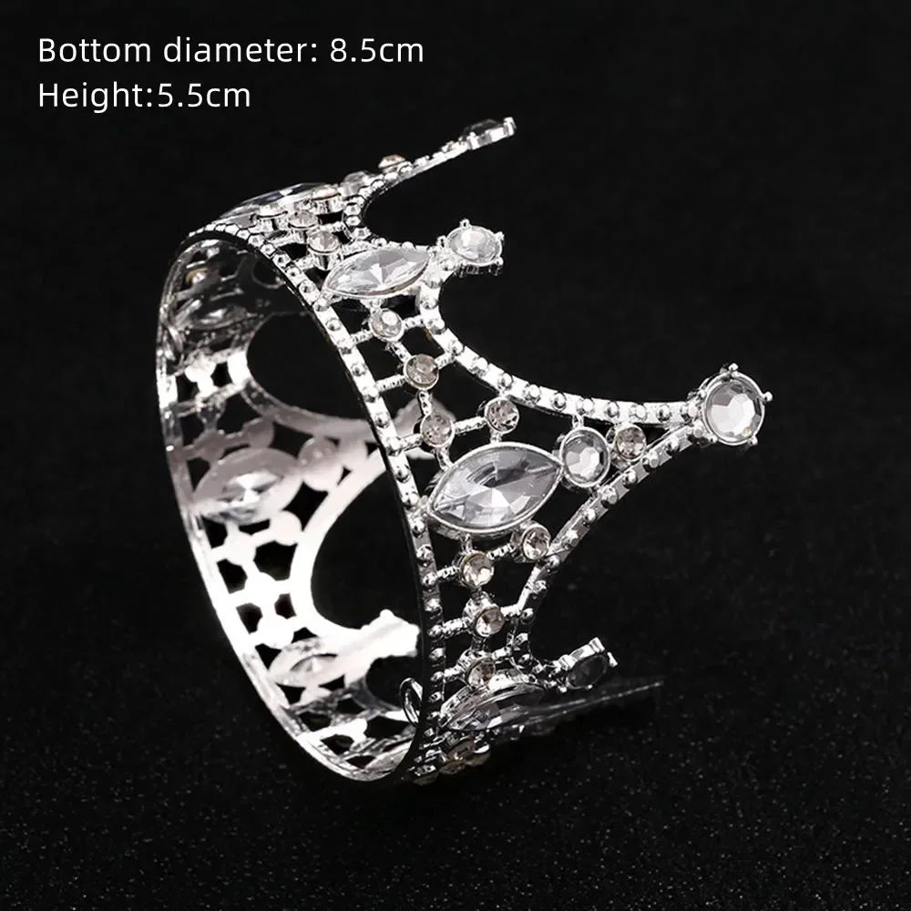 Perfecsy Rhinestone Crown Baking Cake Topper Headwear Decoration Children's Hair Accessories Princess Wedding Birthday Party 