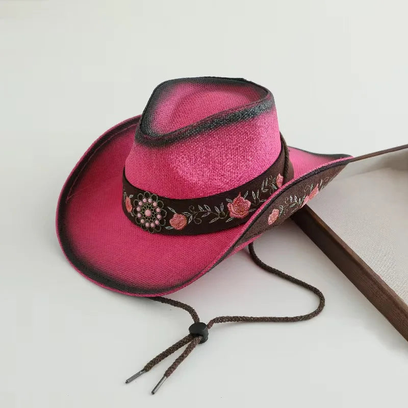 2026 Embroidery Horse Accessories Straw Cowboy Hat for Women Men – Western Sun Hat for Country Concert Rodeo and Cowgirl Hat