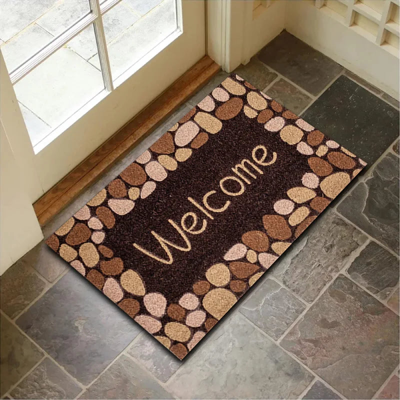 Perfecsy VIKAMA Crystal Velvet Floor Mat Stone Wood Grain Entryway Door Mat Entry Non-Slip Foot Mat Home Decoration Small Car