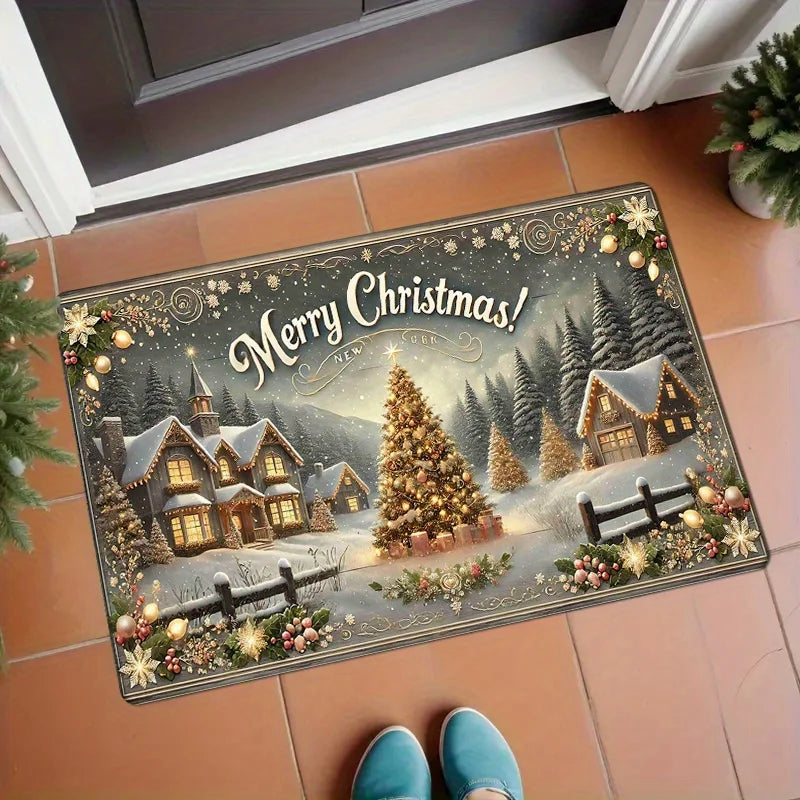 Perfecsy VIKAMA Christmas carpet soft doormat Christmas tree romantic floor mat living room carpet Rug For Bedroom Welcome Ma