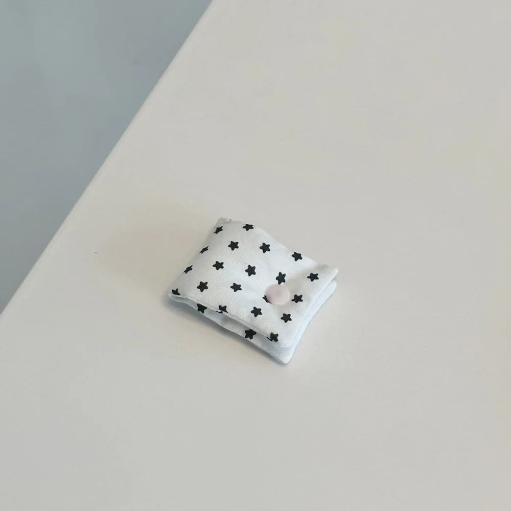 Perfecsy Y2k Japanese Earphone Decoration Accessories Handmade Fabric Star Wave Point Earphone Storage Bag Data Cable Organiz