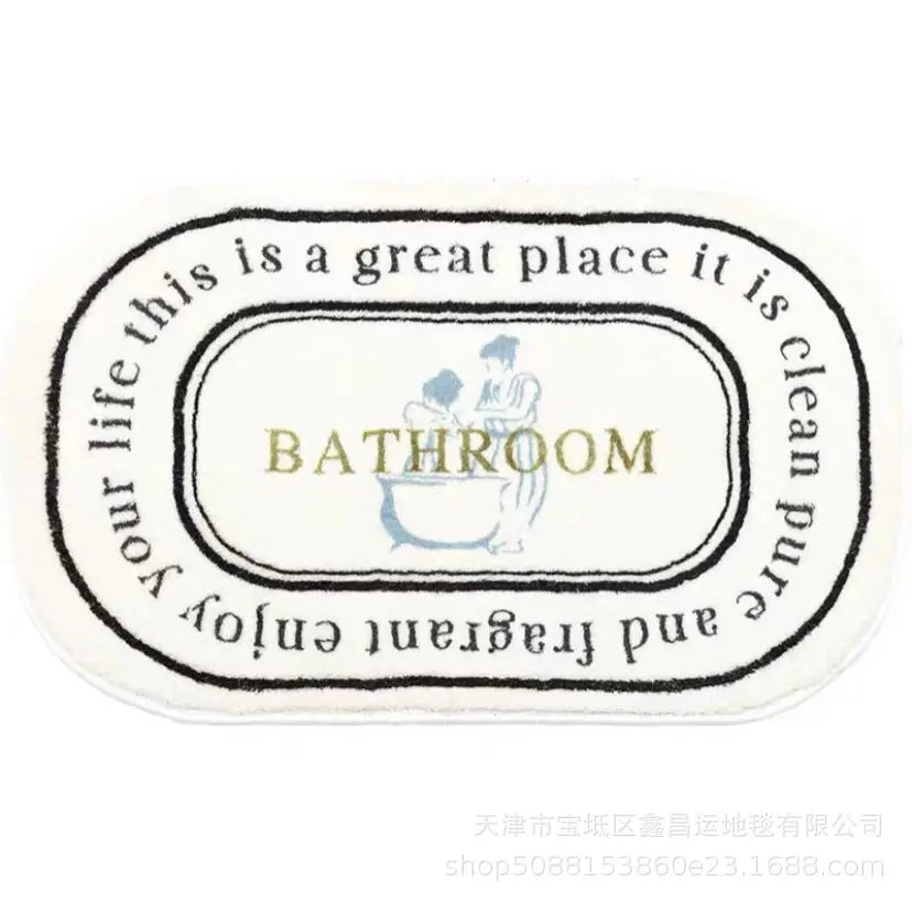 Perfecsy VIKAMA Simple Flowers Imitation Cashmere Toilet Mat Soft Insulation Non-Slip Entrance Carpet Balcony Mat Home Decora