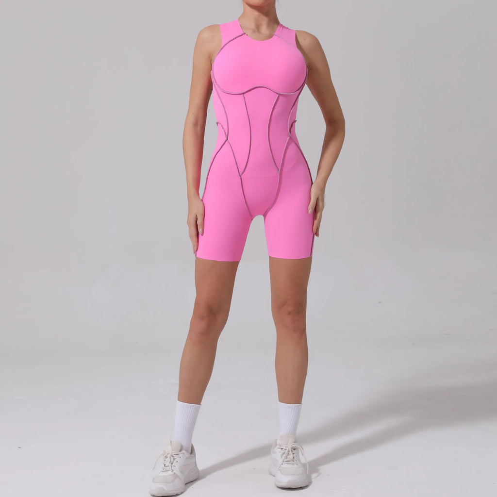 DINGPAI Back Scrunch Yoga Jumpsuit Women One-Piece Suit Sleeveless