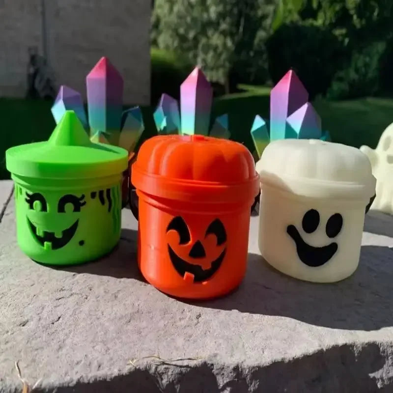 Pumpkin Lantern Bucket Mini Halloween Nostalgia Bucket Candy Jar Trick or Treat Basket Halloween Small Candy Bucket orang
