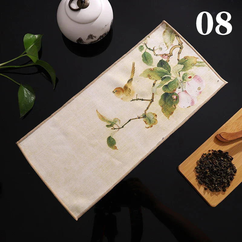 Perfecsy 1pc Chinese Painted Thick Tea Towel Super Absorbent Table Mats Suede Professional Rag Tea Mat Napkin High-end Tea Ac