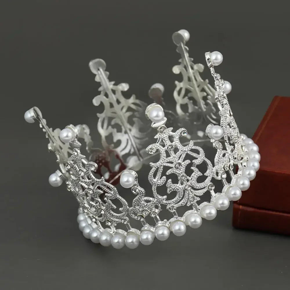 Perfecsy Rhinestone Crown Baking Cake Topper Headwear Decoration Children's Hair Accessories Princess Wedding Birthday Party 