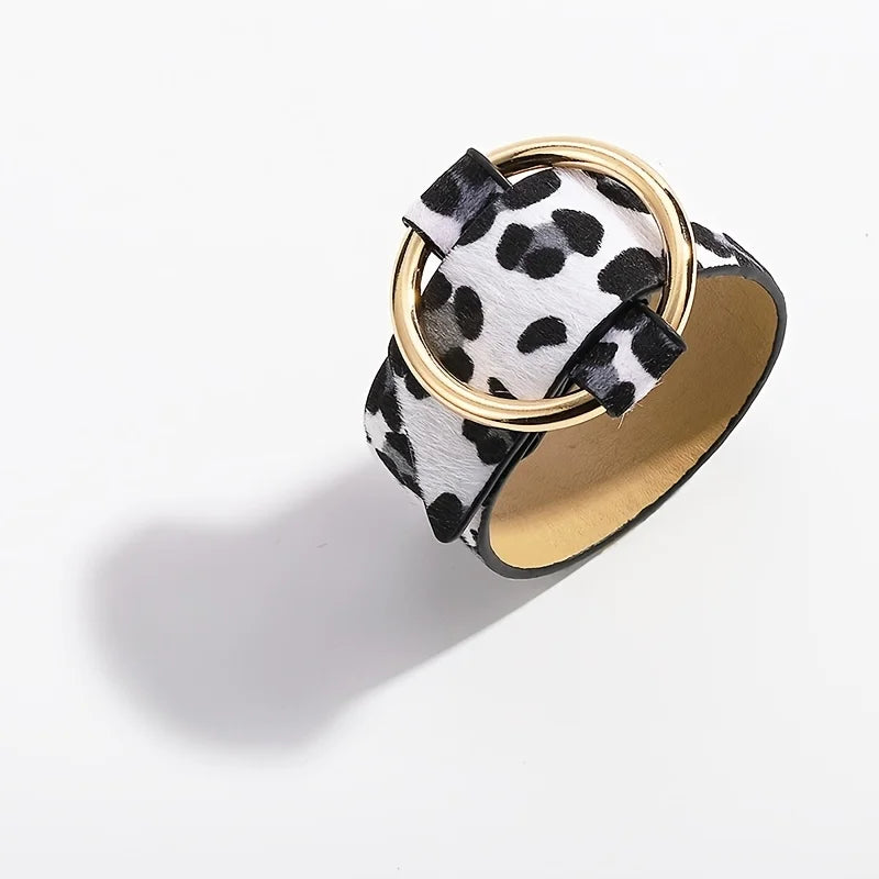 MyClosetAid Elegant Leather Leopard Bracelet — side view