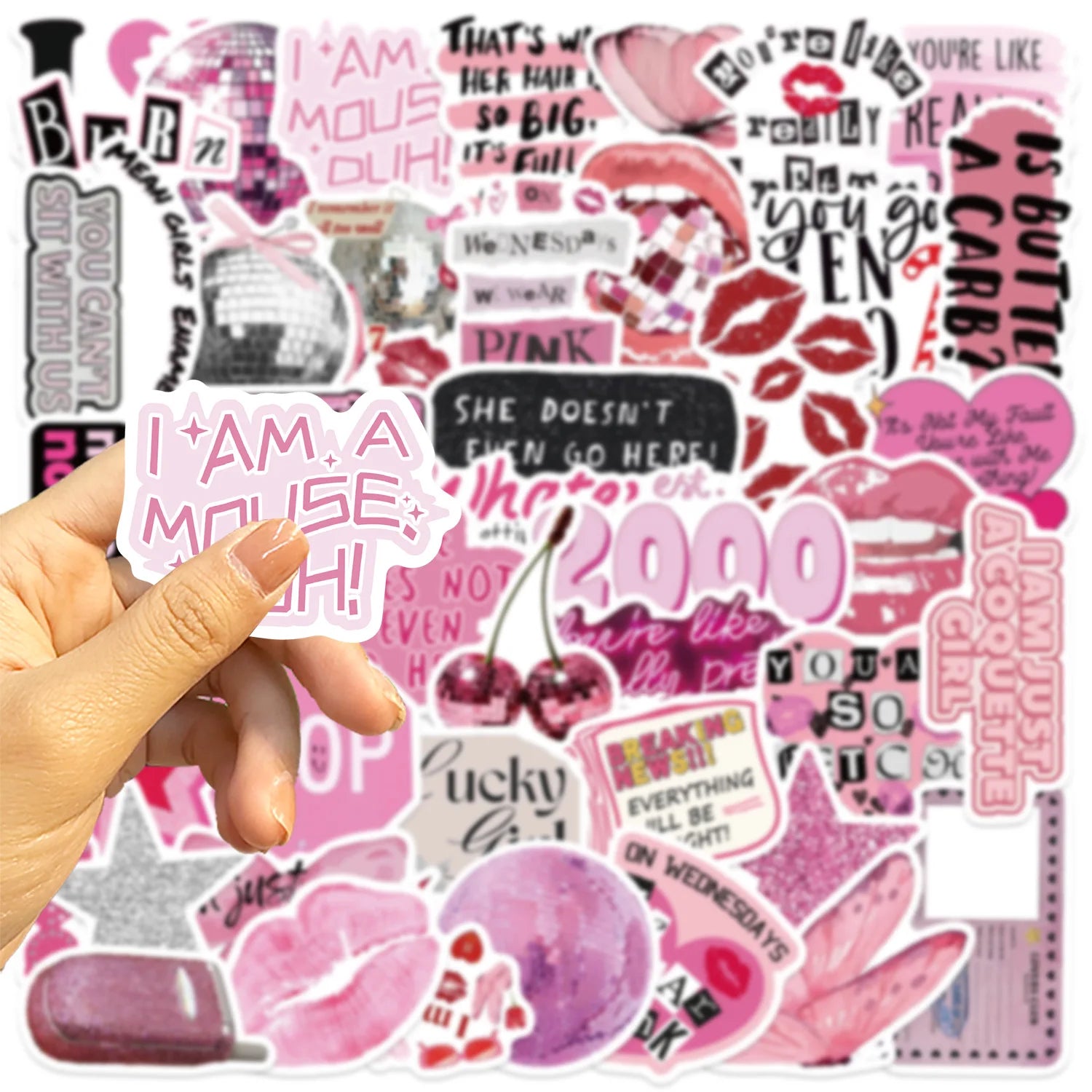 50PCS Cartoon Pink Y2K Graffiti Stickers Guitar Notebook Luggage DIY Waterproof Stationery Pen Holder Decorative Stickers — view 6