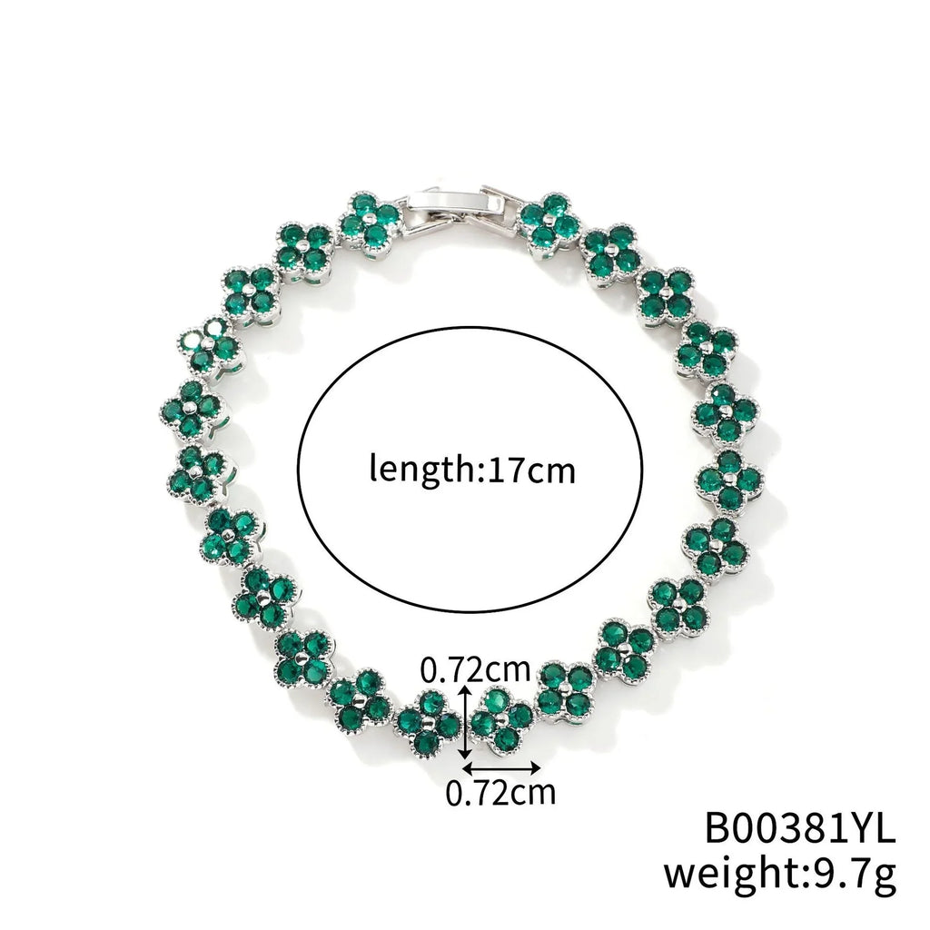 MyClosetAid Crystal Flower Lucky Stainless Steel Bracelet — product on model