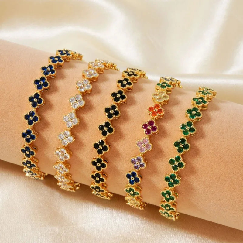 MyClosetAid Crystal Flower Lucky Stainless Steel Bracelet — alternative angle