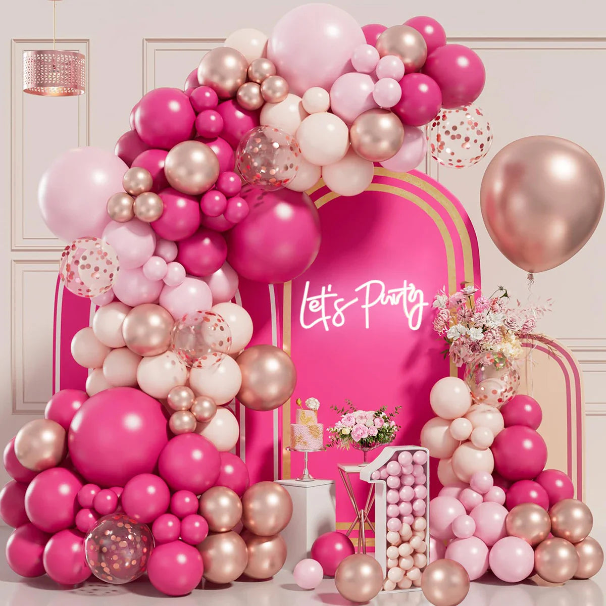 Perfecsy Pink Red Balloon Garland Arch Kit Happy Birthday Party Decoration Kids Wedding Birthday Balloon Latex Baloon Baby Sh