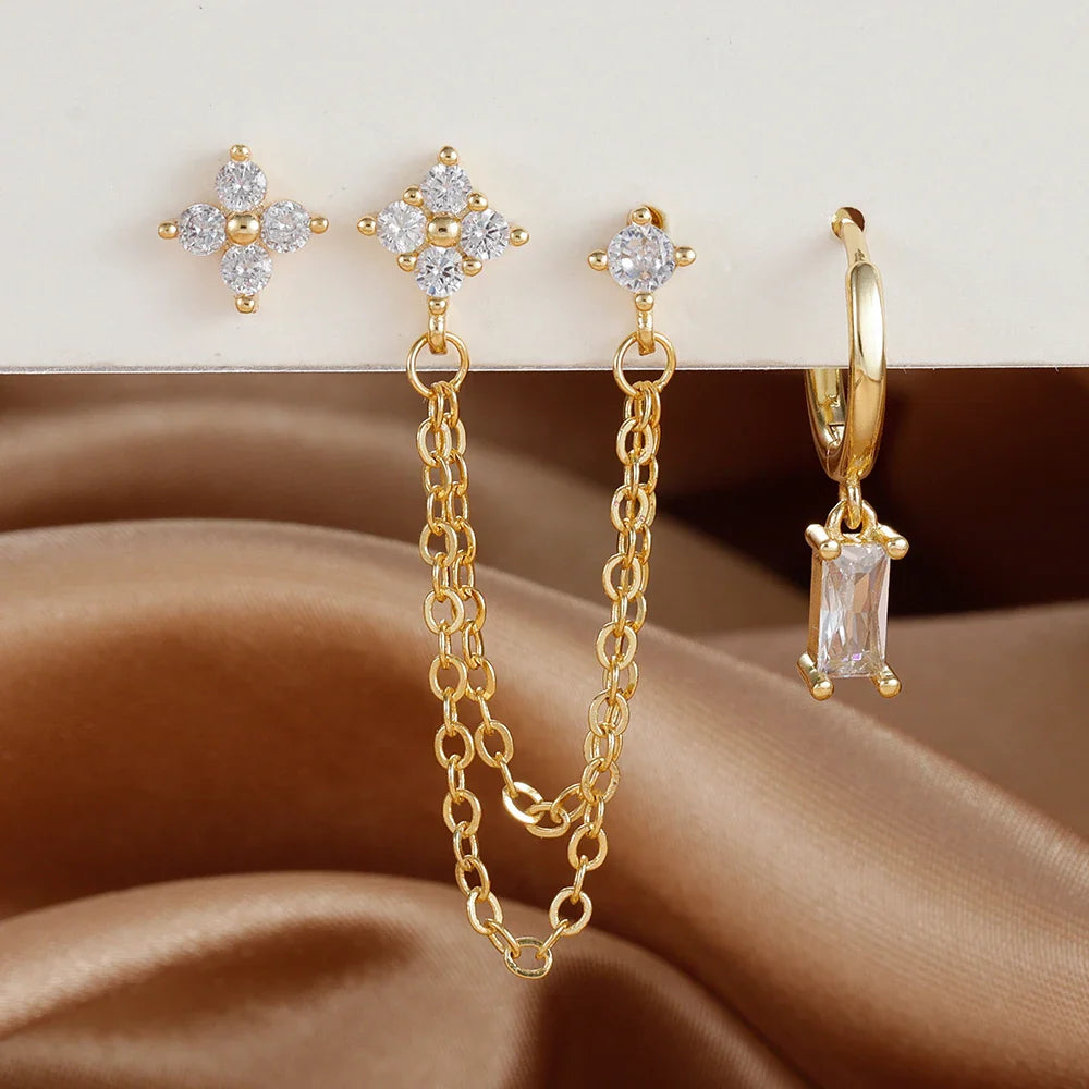 SORI STYLE Zodiac Birthstone Earrings Set for Everyday Celestial Style — back view
