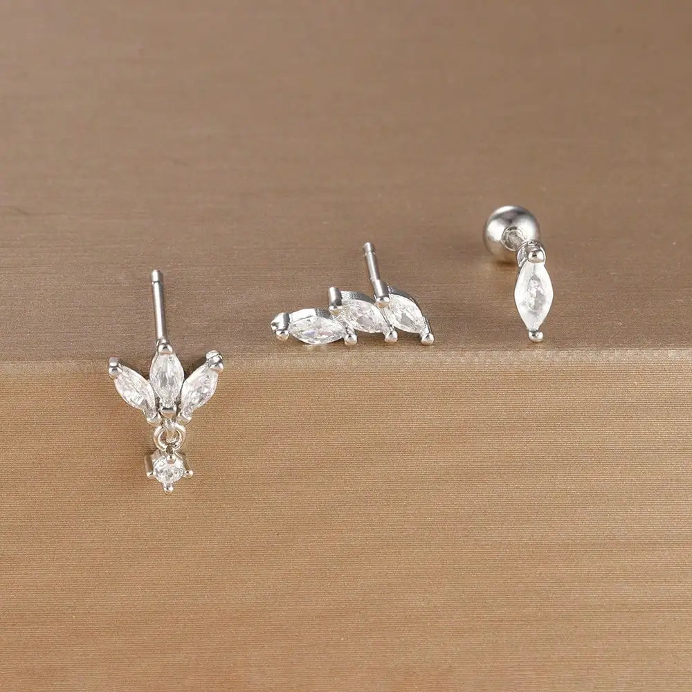 SORI STYLE 3PCS Crown Stud Earring Set for Women — comparison shot