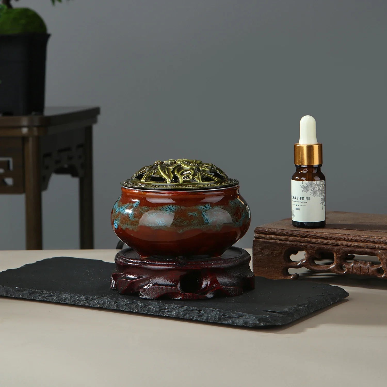 220V Electronic Incense Burner Ceramic Essential Oil Burner Timing Adjustable Temperature Sandalwood Agarwood Incense Burner