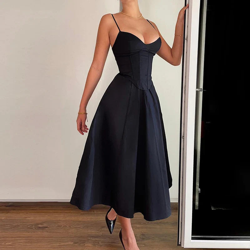 Envy NYC Envy NYC Black Corset Party Dress — Black detail