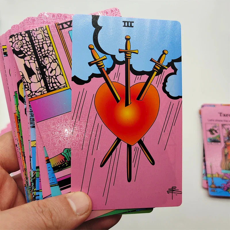 Perfecsy Without Gold Waterproof Plastic Tarot Cards With Manual PVC Board Game Astrologic Oracle Deck For Beginners — side v