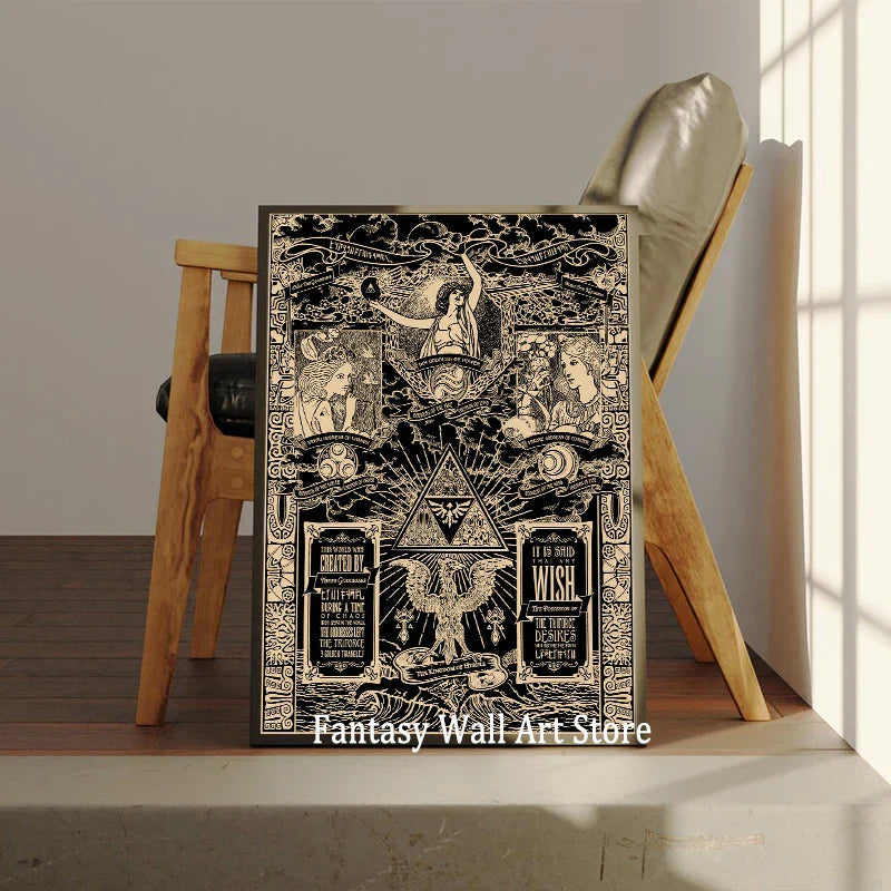 Perfecsy Z-zzelda Game Vintage Poster Legend of Zzelda Wall Decor Classic Video Game Prints Canvas Wall Decoration Gaming Roo
