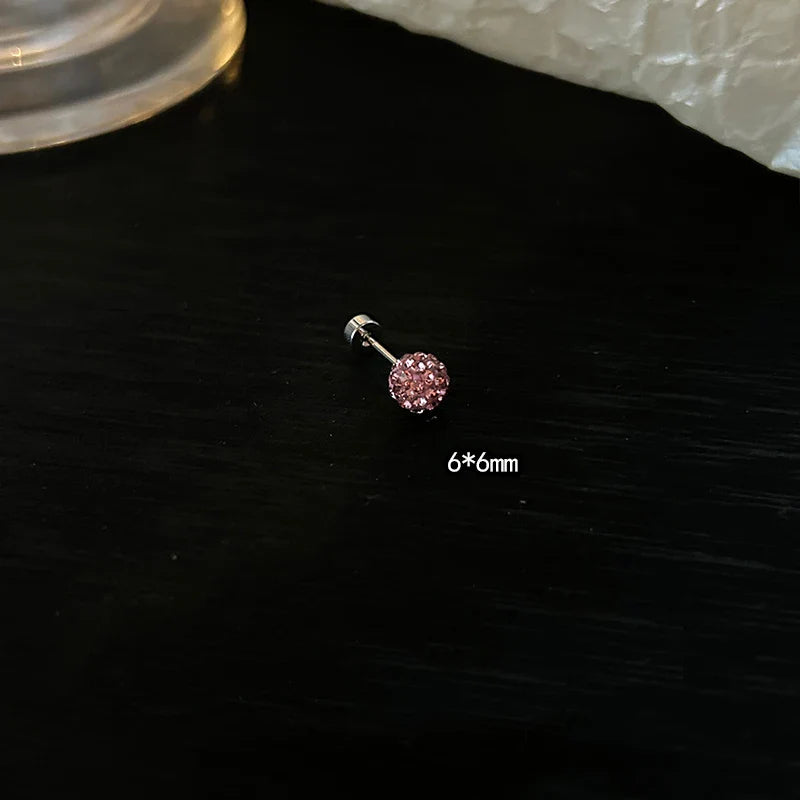 MyClosetAid 1 PCS Pink Bowknot Shiny Ear Bone Nail 316L Stainless Steel Korean Style Zircon Crystal Earring Women Y2K Cute Co