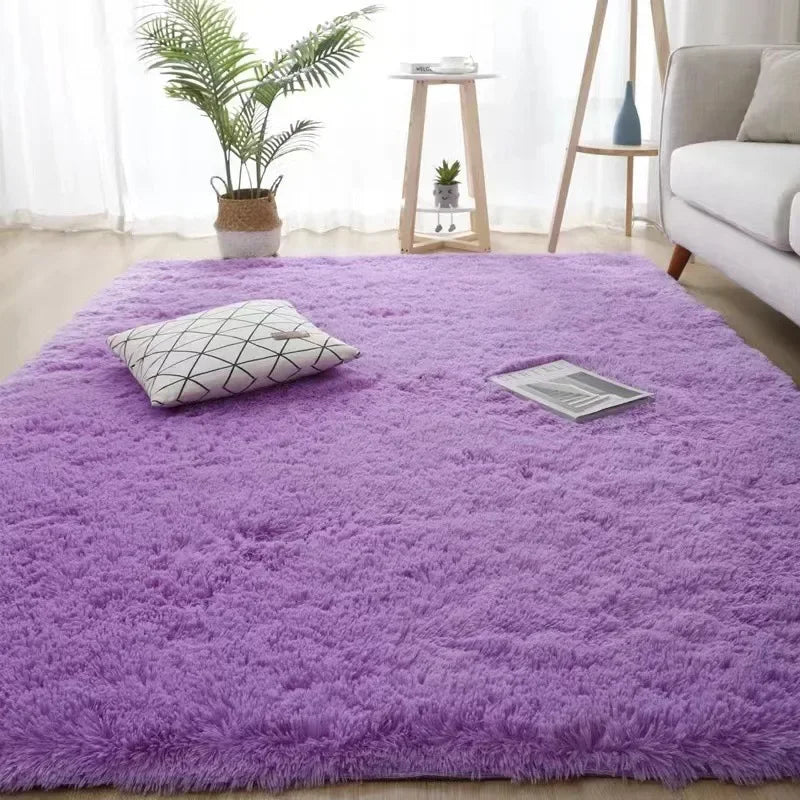 Perfecsy VIKAMA Minimalist Solid Color Shaggy Rug Fluffy and Soft Living Room Sofa Coffee Table Rug Nursery Floor Mat Home De