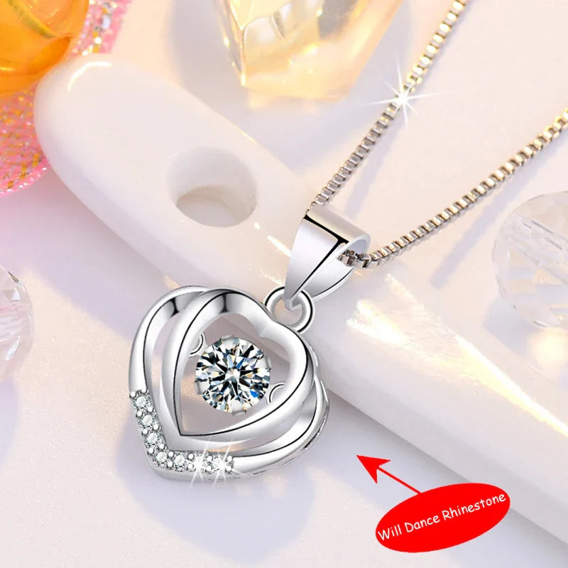 SORI STYLE 925 Sterling Silver Heart Pendant Necklace for Women — side view