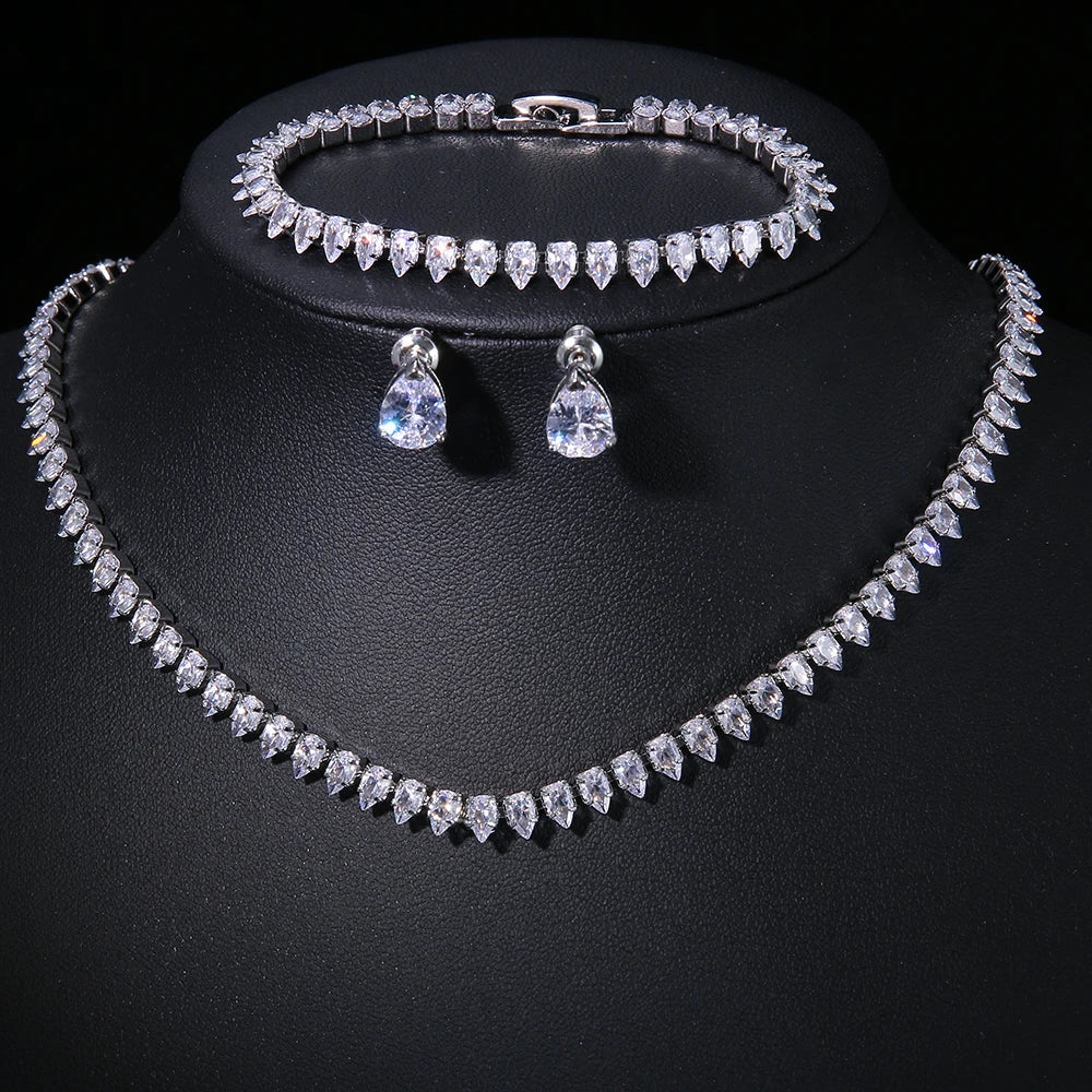 Envy NYC Envy NYC LUX CZ Bridal Necklace & Earrings — main product shot