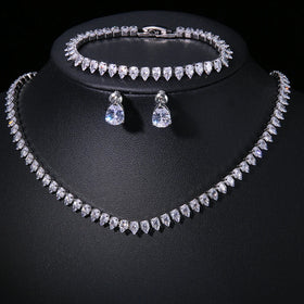 Envy NYC LUX CZ Bridal Necklace & Earrings