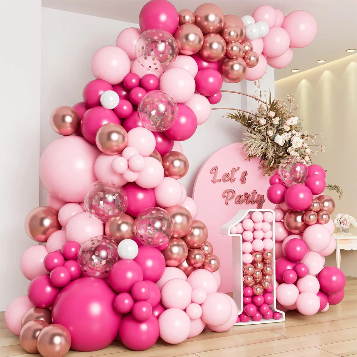 Perfecsy Pink Gold Balloon Garland Arch Kit Birthday Party Decor Kids Girl Wedding Birthday Party Baloon Supplies Baby Shower
