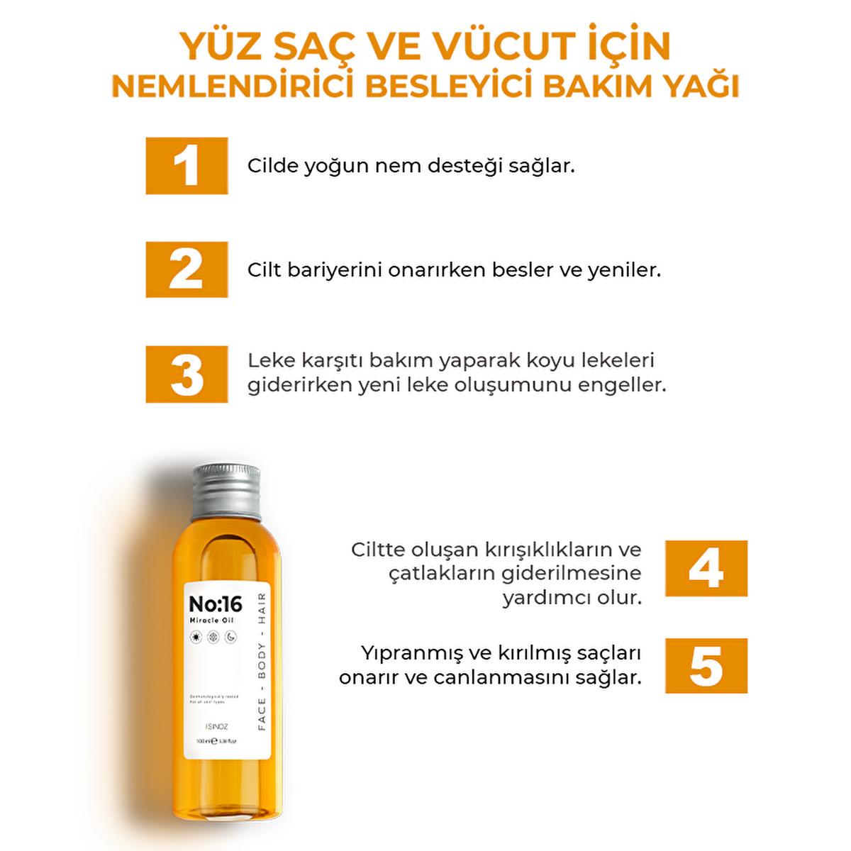 Sinoz Miracle Oil No:16 - Hydrating Face, Body & Hair Oil | Anti-Aging, Sensitive Skin & Dry Skin Treatment | Botanical Oil Complex