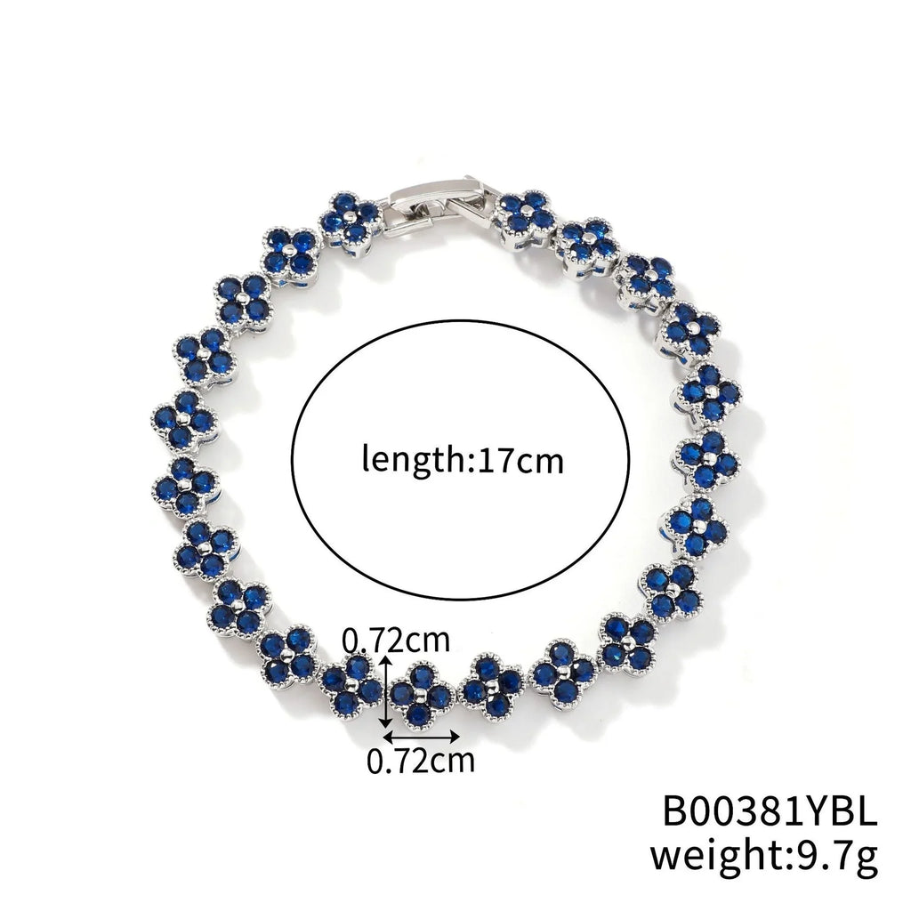 MyClosetAid Crystal Flower Lucky Stainless Steel Bracelet — color detail