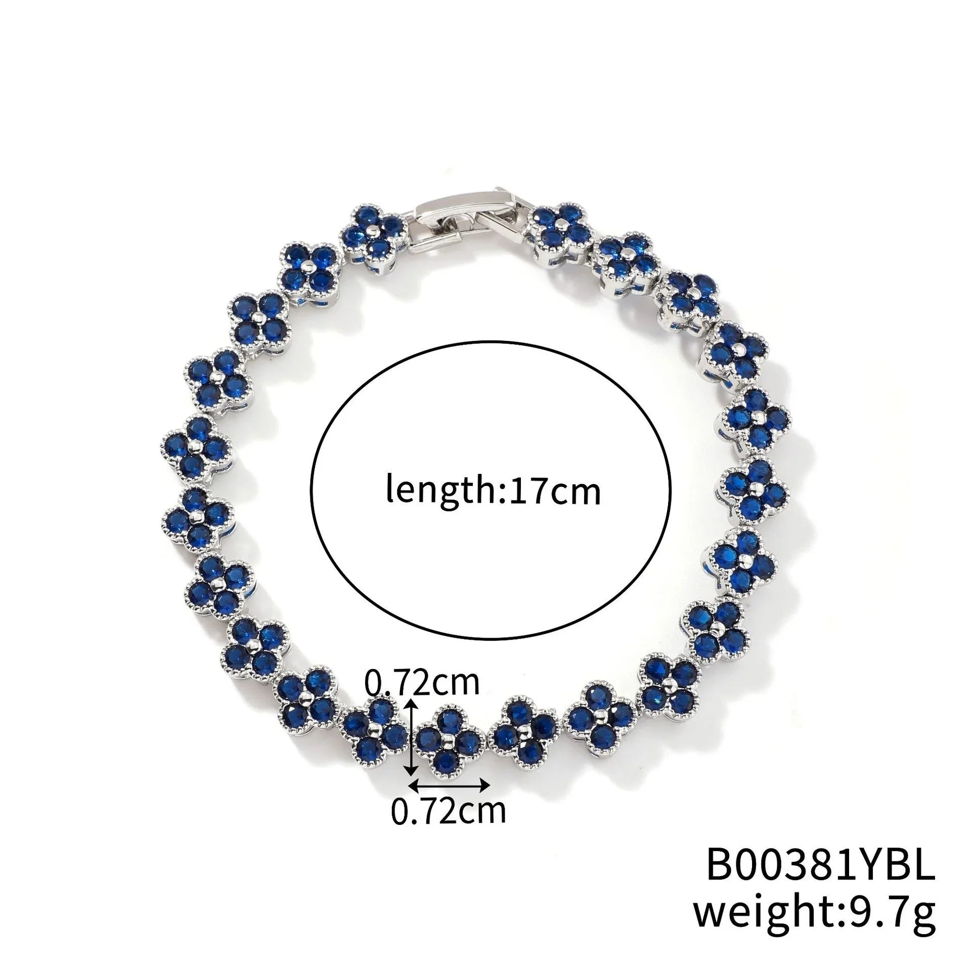 MyClosetAid Crystal Flower Lucky Stainless Steel Bracelet — color detail