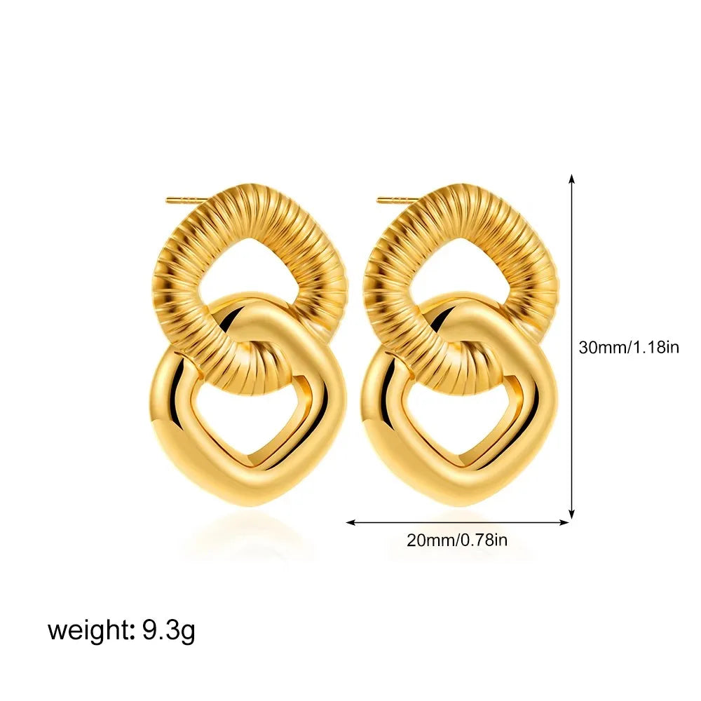 SORI STYLE Three-Layer Textured Knot Earrings for Women — product on model