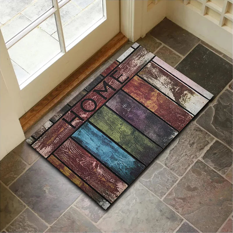 Perfecsy VIKAMA Crystal Velvet Floor Mat Stone Wood Grain Entryway Door Mat Entry Non-Slip Foot Mat Home Decoration Small Car