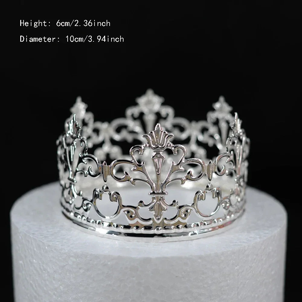 Perfecsy Rhinestone Crown Baking Cake Topper Headwear Decoration Children's Hair Accessories Princess Wedding Birthday Party 