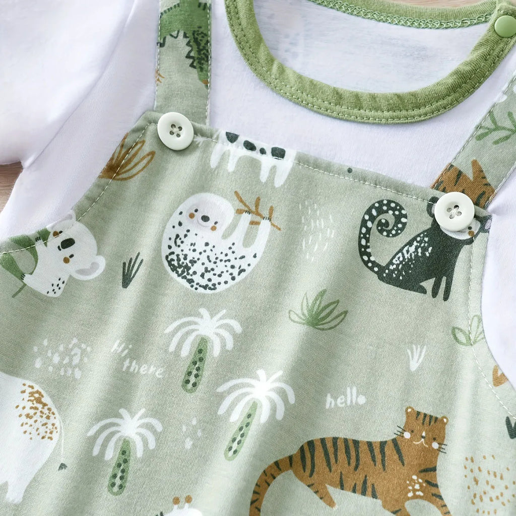 SORI STYLE Cute Zoo Animal Print Infant Romper for Everyday Comfort — in-use photo