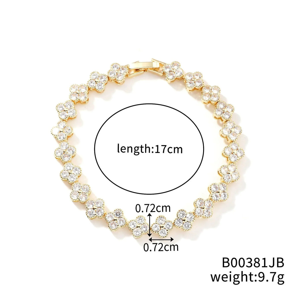 MyClosetAid Crystal Flower Lucky Stainless Steel Bracelet — flat-lay composition