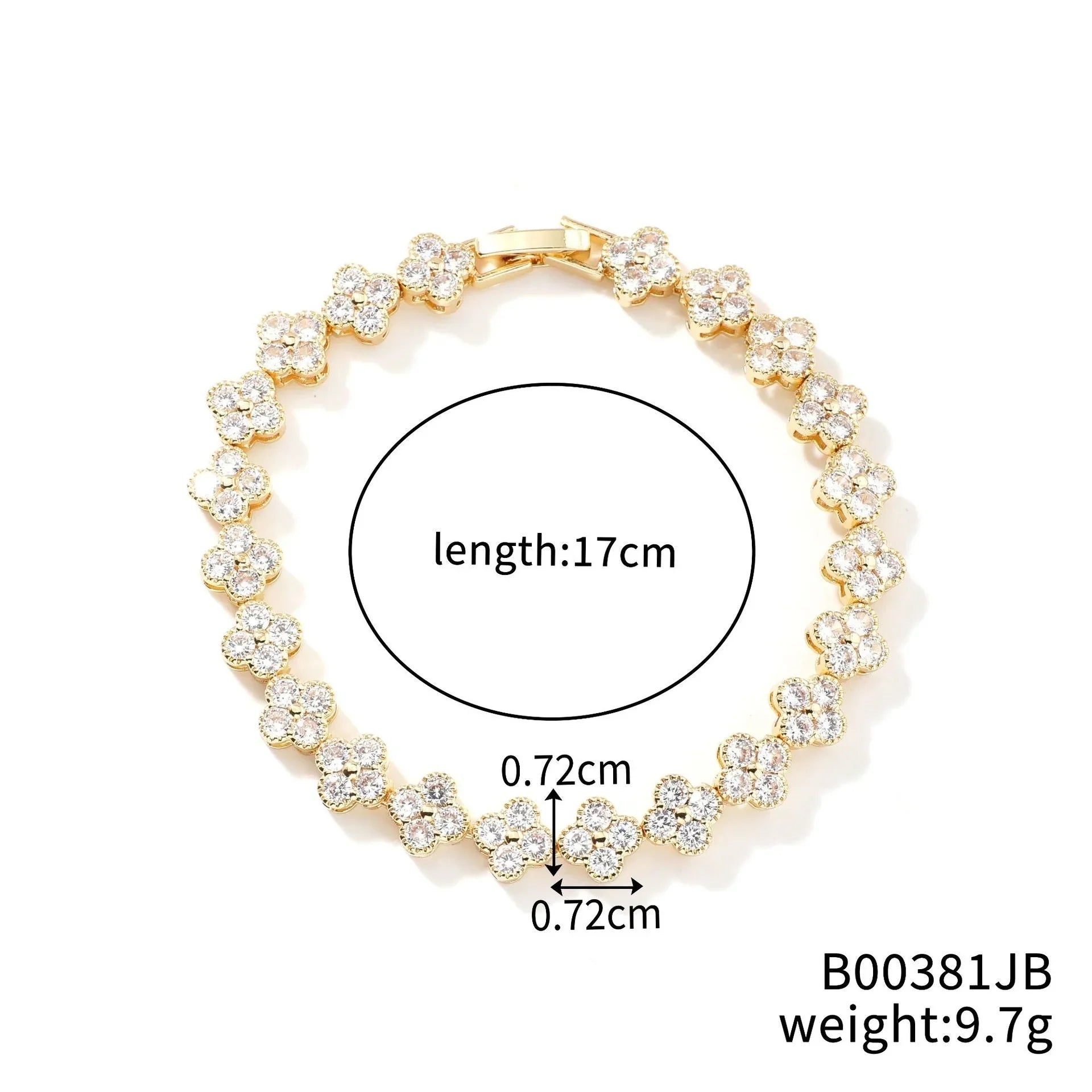 MyClosetAid Crystal Flower Lucky Stainless Steel Bracelet — flat-lay composition