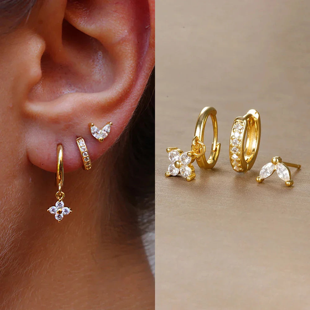SORI STYLE 3PCS Flower Drop and Dangle Earring — in-use photo