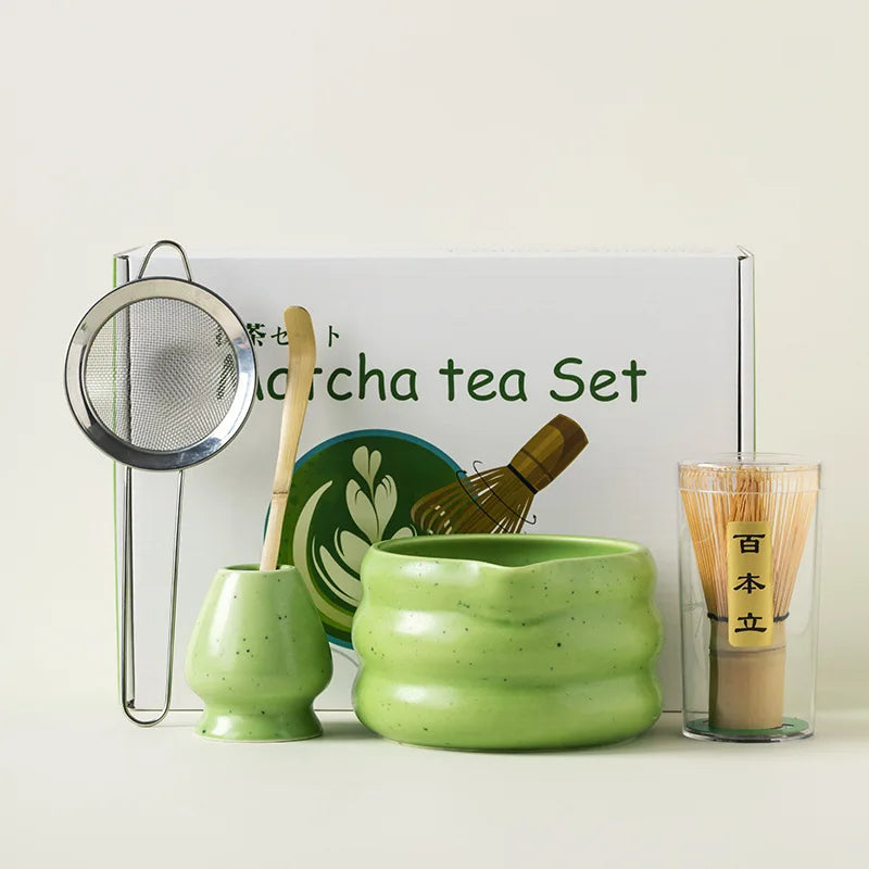 4/5/7pcs Matcha Set Ceramic Tea Bowl Traditional Japanese Tea Making Tools matcha- tea set tea- whisk bamboo matchas brush set