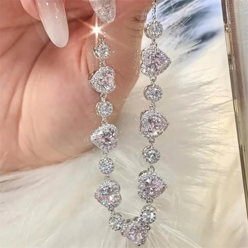 MyClosetAid Pink Stone Heart Bracelet — detail close-up