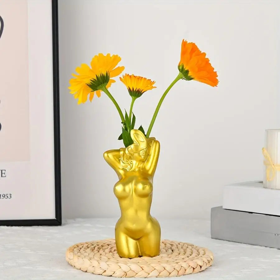Perfecsy Women's Body Vase, Women's Curvy Vase, Unique Strip Look, Decorative Vase, Creative Flower Vase, Modern Bohemian Hom
