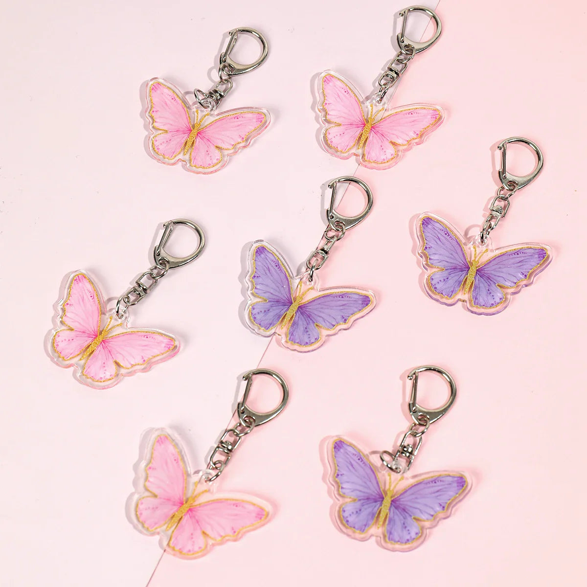 Perfecsy 6pcs Butterfly Keychain Backpack Decoration 1st First Birthday Party Decorations Kids Girl Butterfly Decoration Baby